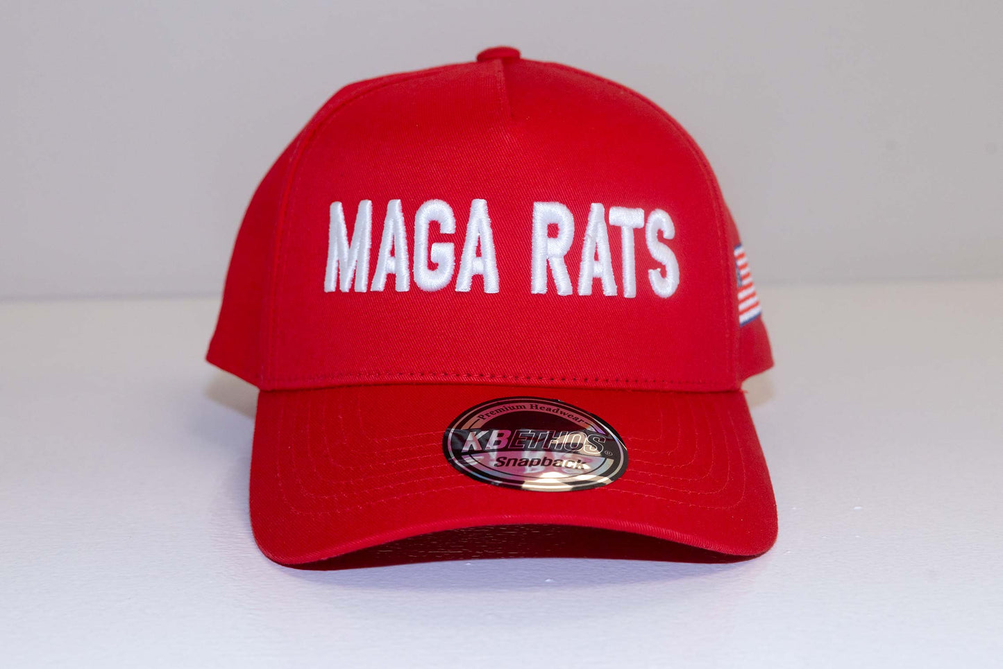 Red MAGA RATS Hat with White Text