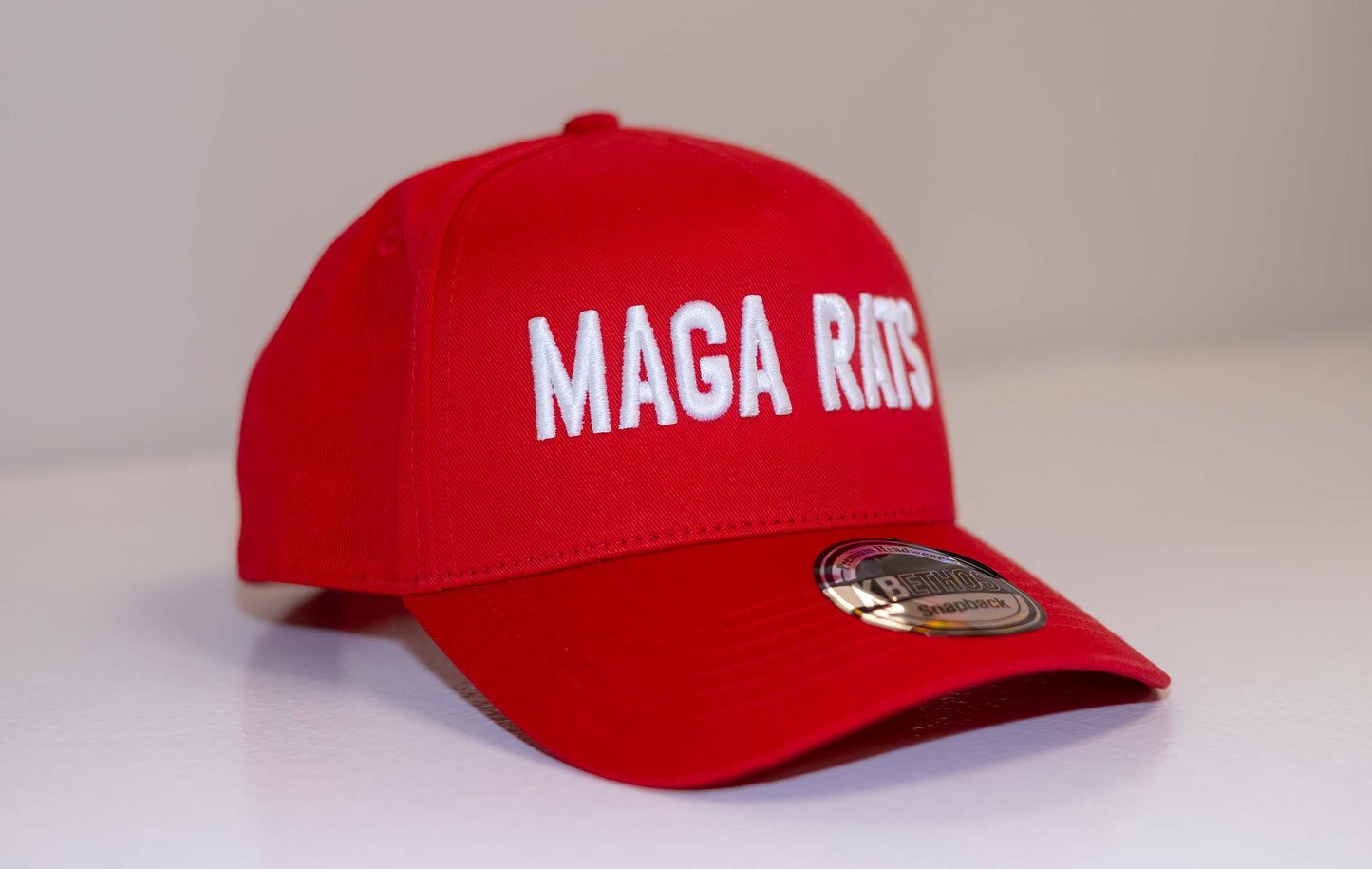 Red MAGA RATS Hat with White Text